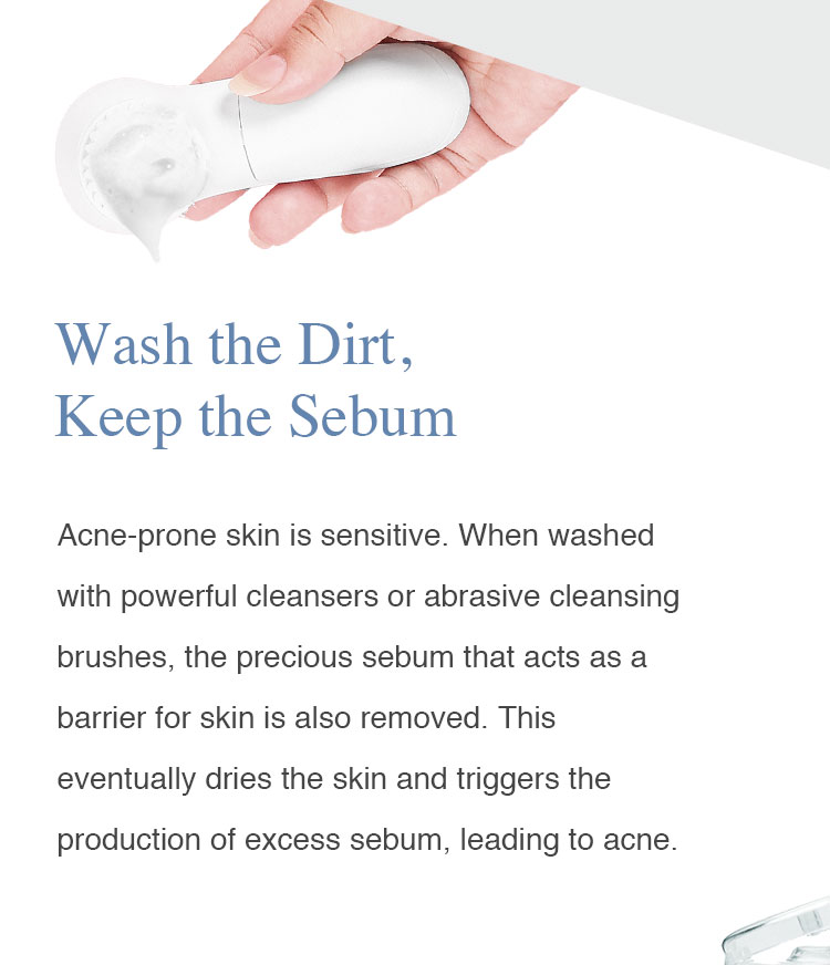 Wash of the dirt but keep the sebum with b.glen's gentle natural clay based acne care treatment. Acne-prone skin is sensitive. When washed with powerful acne facewash or cleansers and abrasive cleansing brushes, the precious sebum that acts as a barrier for skin is also removed. This eventually dries the skin and triggers the production of excess sebum, leading to teenage acne, pimples, zits, and breakouts.